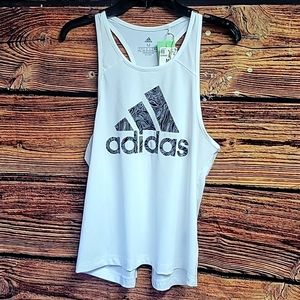 Adidas - White Racerback Sports Top with Split on Lower Back - Medium